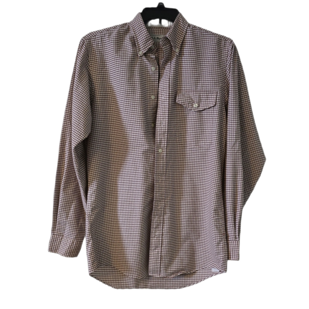 L.L Bean vintage Mens Checkered button down sz 15 1/2 - 36